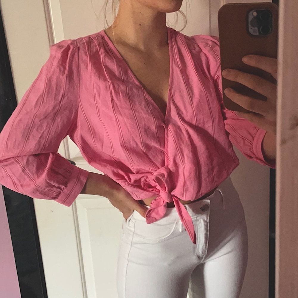 Pink linen top